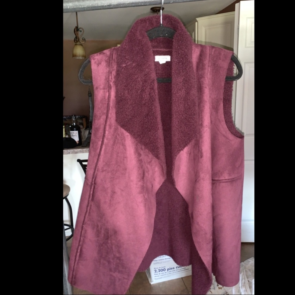 Faux Suede vest with fur teddy lining
